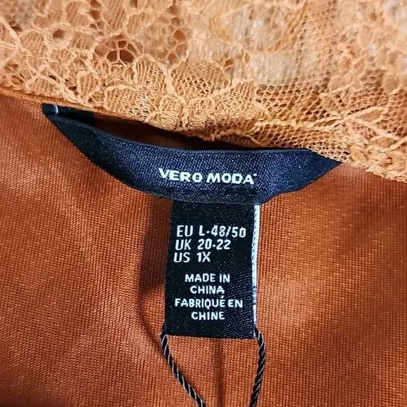 Vero Moda Orange Lace Midi Dress - Picture 7 of 13